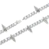 Link Armbanden Iced Out Bling Cz Verharde Spiked Rivet Punk Armband Manchet Wrap Bangle Metalen Polsband Voor Mannen Vrouwen Gothic Accessoires Sieraden