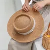 Женская ручная ручная соломенная шляпа летняя пляжная шляпа для женщин мужская панама мода вогнутая плоская защита козырьки солнцезащитные шляпы 220305i