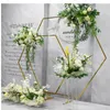 Décoration de fête de luxe arc de mariage or polygone placage ballon cadre support floral pour toile de fond anniversaire scène décor extérieur