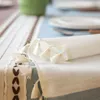Mantel de lino decorativo a cuadros con borlas impermeable a prueba de aceite grueso Rectangular cubierta de comedor de boda té 230613