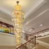 Żyrandole lampa wisiorka LED sztuka żyrandol lekki Nordic luksusowy długi spiralny kryształ nowoczesny kreatywny schodowy strych dekoracje pokoju