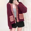 Women's Knits Women's Runway Cardigan Women Fashion Sweater Coat Ladies Cotton Knitted 2023 Autumn Winter Wind Red Outwear With Tassel