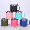 Canecas de café de 12 onças com alça Copo de escritório Stanless Garrafa de água Tumbler Caneca Isolamento térmico Copos de cerveja gelada Utensílios para beber DD