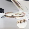 High Quality Free Sample Women Mantra Bands Text Band Inspirational Armband Adjustable Cuff Engraved Bracelet