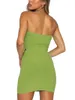 Zweiteiliges Kleid für Damen, sexy Sommer-Outfits, Y2K-Strick, Bandeau-Bustier, bauchfreies Top, figurbetonter Minirock, Ausgehen, Club-Kleidung (Braun, S)