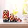 Dolls 5pcs Russian Nesting Dolls Cartoon Matryoshka Babushka Wood Toy for Children Kids Gift Christmas Mother's Day Home Decor 230612