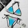 Kvinnors badkläder Färgglada sjöjungfruskalor Squama Animal 3D Print Women Micro Triangle Bikini Summer Beachwear Mankini Söt Sexig Beach Suit7 Z0613