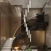 Hänglampor modern duplex ljuskrona ledde lång linje villa vardagsrum ljus matsal hemma trappbelysning