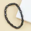 Link Bracelets Fashion Natural Hematite Stone Cylinder Inlaid Flat Round Beads Black Neutral Bracelet Jewelry Ornaments For Daily Wear