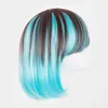 Lace Wigs Short Wig Fei-Show Synthetic Heat Resistant Fiber Wavy Inclined Bangs Hair Brown and Blue Costume Cos-play Salon Party Hairpiece Z0613