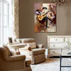 Abstract bloemen olieverfschilderij op canvas gitaar man artwork hedendaagse muur decor