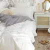 Постилочные наборы кружевные оборки для постельных принадлежностей набор белого и серого цвета постели для мальчишников в полноразмерных стеганых одеялах, наборы для Queenking Lensen Sets Z0612