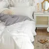 Set di biancheria da letto Set di biancheria da letto con volant di pizzo Biancheria da letto di colore bianco e grigio per ragazzi Set di copripiumini a grandezza naturale per ragazze Set di biancheria da letto QueenKing Z0612