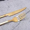 Dinnerware Sets Fork Gold Stainless Steel Cutlery Set Luxury Kitchen Tableware Mirror Spoon Knive 24Pcs Dinner Drop