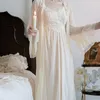 Women's Sleepwear Sexy Women's Summer Robe Set Lace Ladies Princess Nightdress Thin Royal Style Dressing Gown 2 Pcs And Dress For Female