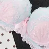 Bras Bloemen Beugelbeha Set Sexy Slipje Kant Bralette Vrouwelijk Ondergoed Ab Cup Lingerie Zachte Effen Kleur Beha Set 230613