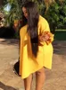 Plus storlek klänningar gul lös storlek 4xl 5xl kort ärm casual office lady knä längd afrikanska klänningar sommar outfis för kvinnor 2023 230613