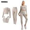 Yoga Outfit Dames Sportkleding Set Trainingskleding Sportkleding Sport Gym Legging Naadloze Fitness BH Crop Top Pak met lange mouwen 230612