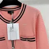 23ss FW Women's Sweaters Knits Designer Tops With Letter Buttons Milan Runway Brand Designer Crop Top Shirt High End Cotton Elasticity Cardigan Jacket Outwear