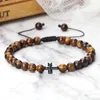 Strand Cross Bracelet 6MM Natural Stone Handmade Thread Braided Rope Adjustable Women Men Fashion Charm Jewelry Friend Gifts