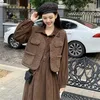 Robes décontractées Lucyever mode coréenne robe longue femmes marron kaki col rabattu robes à manches longues élégant gilet en cachemire et ensembles de robe Z0612
