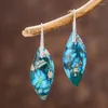 Dangle Küpeler Doğal Renkli Muhteşem Taşlar Kadınlar İçin Taş Yaprak şekli Jaspers Küpe Moda Kalın Mücevher Bijoux