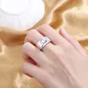 Cluster Rings S925 Sterling Silver Simple Open Square Zircon Ring For Men Women Fashion Charm Engagement Gift Jewelry