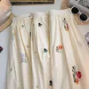 Saias Femininas Vintage Gancho Flor Bordado Saia Cheia Cintura Alta Elegante Moda Coreana Linha A Doce Roupas de Verão