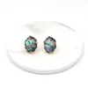 Stud Earrings 2023 Winter Selling Vintage Style Inlay Geometric Shield Shape Colorful Druzy Stone Earring For Women Fashion Jewelry