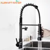 Bathroom Sink Faucets Black Spring Kitchen Faucet Pull Out Side Sprayer Dual Spout 360 Rotation Mixer Tap Sink Faucet Single Handle Kitchen Faucets 230612