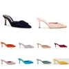 Sandalskor tofflor MAYSALE 7CM SUED MULE SLID SIPPER BUCKLE SLingback Point Toe Pumps Stiletto Heeled