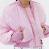 Trench da donna QingWen 2023 Donna Autunno Inverno Pane rosa Giacca Bomber Parka Donna Moda allentata Tasca con cerniera Cappotto da baseball caldo