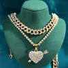 Naszyjniki z wisiorkami Bling Crystal Heart Tennis Chain Naszyjnik dla kobiet Złoty Kolor Srebrny Dwuwarstwowy Kubański Choker Biżuteria 230613