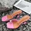 liyke Summer Open Toe Mule High Heels Slippers女性クリスタルラインストーンサンダルPVC透明ストラップスライドパーティーの女性靴