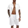 Men's Tracksuits Mens Fashion Leisure Beach Holiday Solid Color Short Sleeved Shorts Cotton And Linen Suit Two Piece