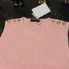 T-shirt rose Designer Womens Tops Lettre Button Tanks Summer New Ladies Knit Tees Vêtements