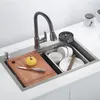 Banyo lavabo musluklar gri mutfak musluk tek delik dışarı çekim mutfak lavabo mikser musluk akışı püskürtücü kafa kromblack mikser musluk 230612