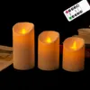 Ljuspaket med 3 fjärrkontroll Moving Wick LED Flameless Fliming Battery Operated Pillar med realistisk låga 230613