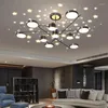 Pendant Lamps Living Room Modern Black Metal Led Dimmable Lights Star Shadow Rod Chandelier Lighting Luminarias Lamparas