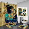 Curtains Ancient Egyptian Women Shower Curtains Polyester Fabric 4 Piece Bathroom Decor Retro Design Carpet Cover Toilet Mat NonSlip Rug