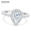 حلقة Solitaire Ring Luxury Women Ring 925 Sterling Silver Ring تعبئة زركونيا المياه الخاتم خواتم الزفاف للعروس هدية 230612