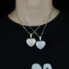 Collares pendientes Iced Out 5A Cubic Zircon CZ Lovely Heart Necklace Hip Hop Mujeres 5mm Tennis Chain Gargantilla Joyería 230613