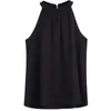 TOPS 2022 SUMMER NY CHIFFON SHIRT Fashionable Inner Camisole Women's Solid Color Vest Sleeveless Halterneck Top