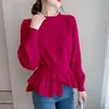 Fashion Ruffles splatane dzianinowe fałdy asymetryczne swetry damskie odzież 2022 Autumn Nowe luźne swobodne pulovery koreańskie