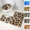 Mattor 3 datorer/set Anti Slip Doormat Badrum Toalettstol Mattbad Mattan Tillbehör för toalett Animal Tiger Leopard Print Toalettskydd