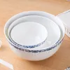 Tigelas 5/7/8 polegadas Tigela Ramen Jingdezhen Bone China Arroz Cerâmica Chinesa Sopa Salada Misturando Utensílios De Mesa De Porcelana Azul E Branco