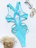 Kobiety stroje kąpielowe seksowne stringi 2023 Kobieta Swimpit One Piece Criss Cross Bikini Push Up Monokini Letni kostium kąpielowy Kobiety na plażowe odzież kąpielowa Lady Z0613