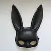 Noir Sexy lapin oreille masque femmes fille blanc mignon lapin longues oreilles Bondage masque Halloween mascarade fête Cosplay Costume accessoire 91QH