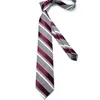 Neck Ties Fashion Striped Tie For Men Red Wine White Silk Wedding Tie Hanky Cufflink Gift Tie Set DiBanGu Novelty Design Business MJ-7337 230613