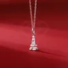 Torre Eiffel Moissanite VVS Colar Para Mulheres S925 Prata Esterlina Joias 40-45cm Corrente Com Pingente